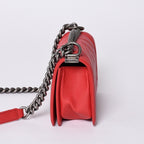 Chanel Boy Small Chain Shoulder Bag CC Logo Caviar Leather — view 4