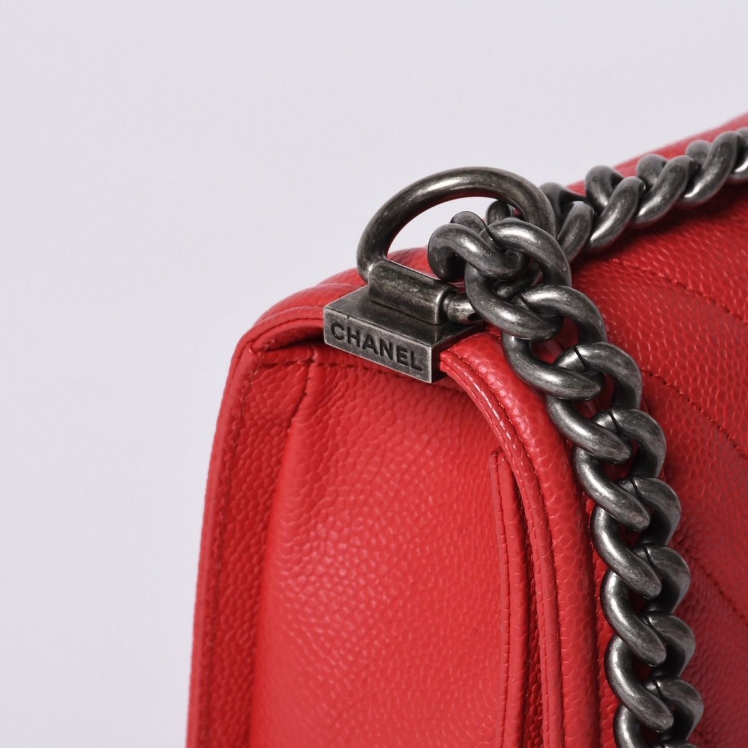 Chanel Boy Small Chain Shoulder Bag CC Logo Caviar Leather — view 5