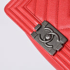Chanel Boy Small Chain Shoulder Bag CC Logo Caviar Leather — view 8