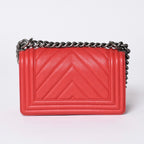 Chanel Boy Small Chain Shoulder Bag CC Logo Caviar Leather — view 2