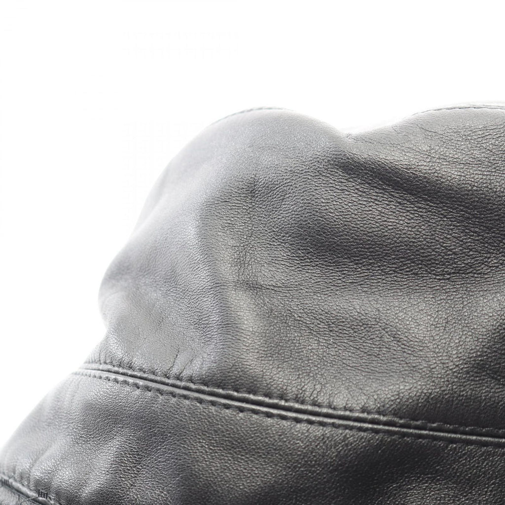 Dior Hat Teddy-d Tulle Bob Hat Bucket Black Leather Hat — view 6