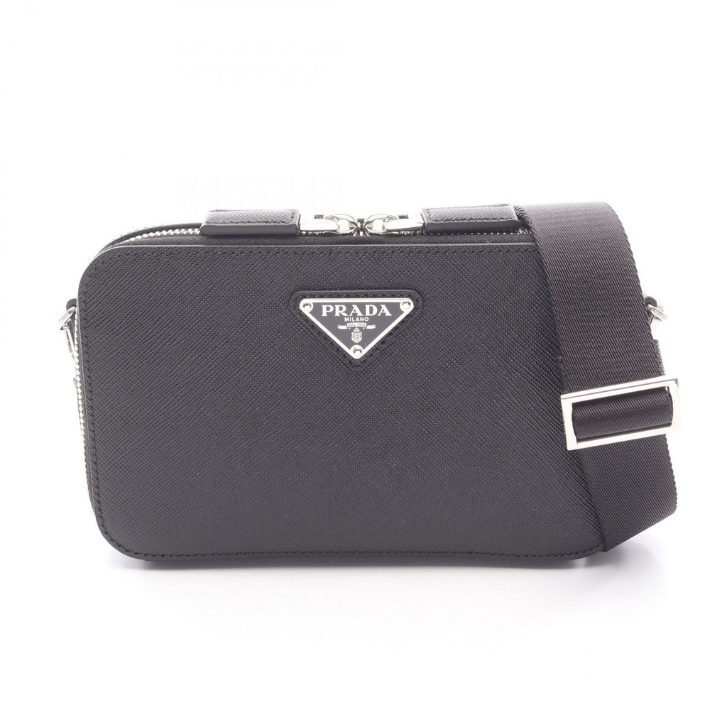Prada Shoulder Bag Brique Brick Black Saffiano Leather