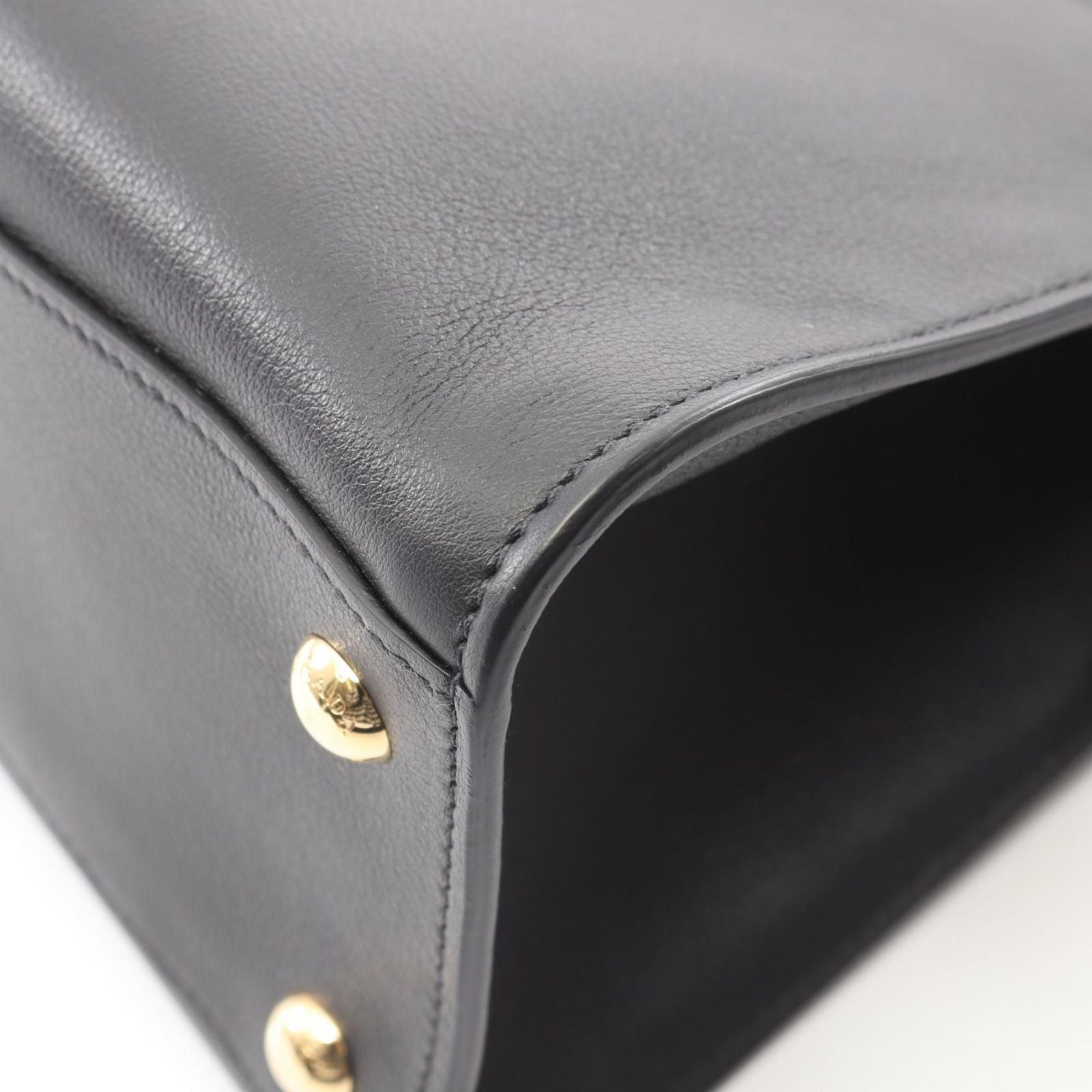 Prada Tote Soft Glain Black Leather Handbag — view 6