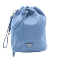 Prada Pouch Re-Nylon Vela Light Blue Nylon Saffiano Leather
