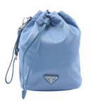 Prada Pouch Re-Nylon Vela Light Blue Nylon Saffiano Leather