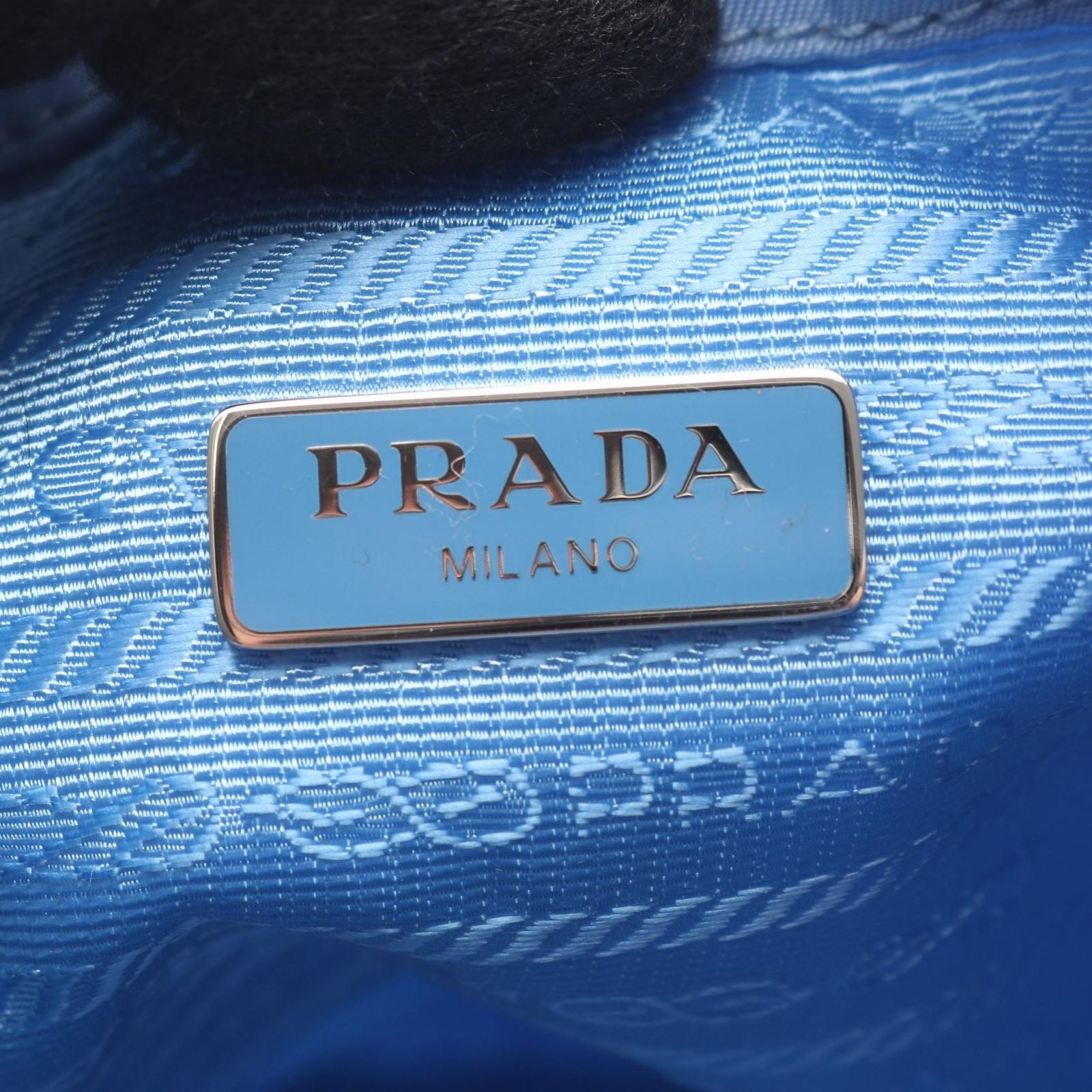 Prada Pouch Re-Nylon Vela Light Blue Nylon Saffiano Leather — view 4