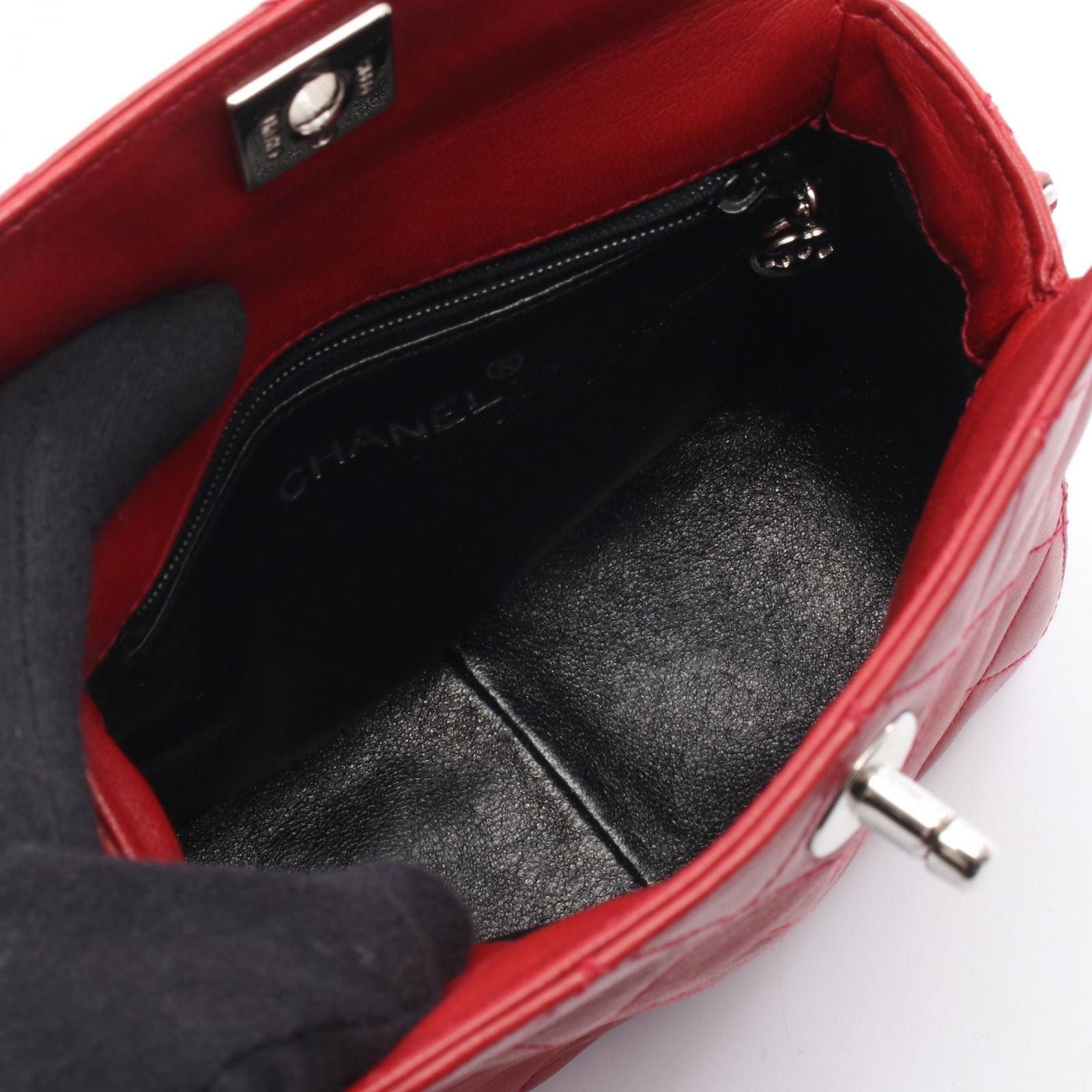 Chanel Handbag Quilted Red Lambskin Chain Bag — view 3