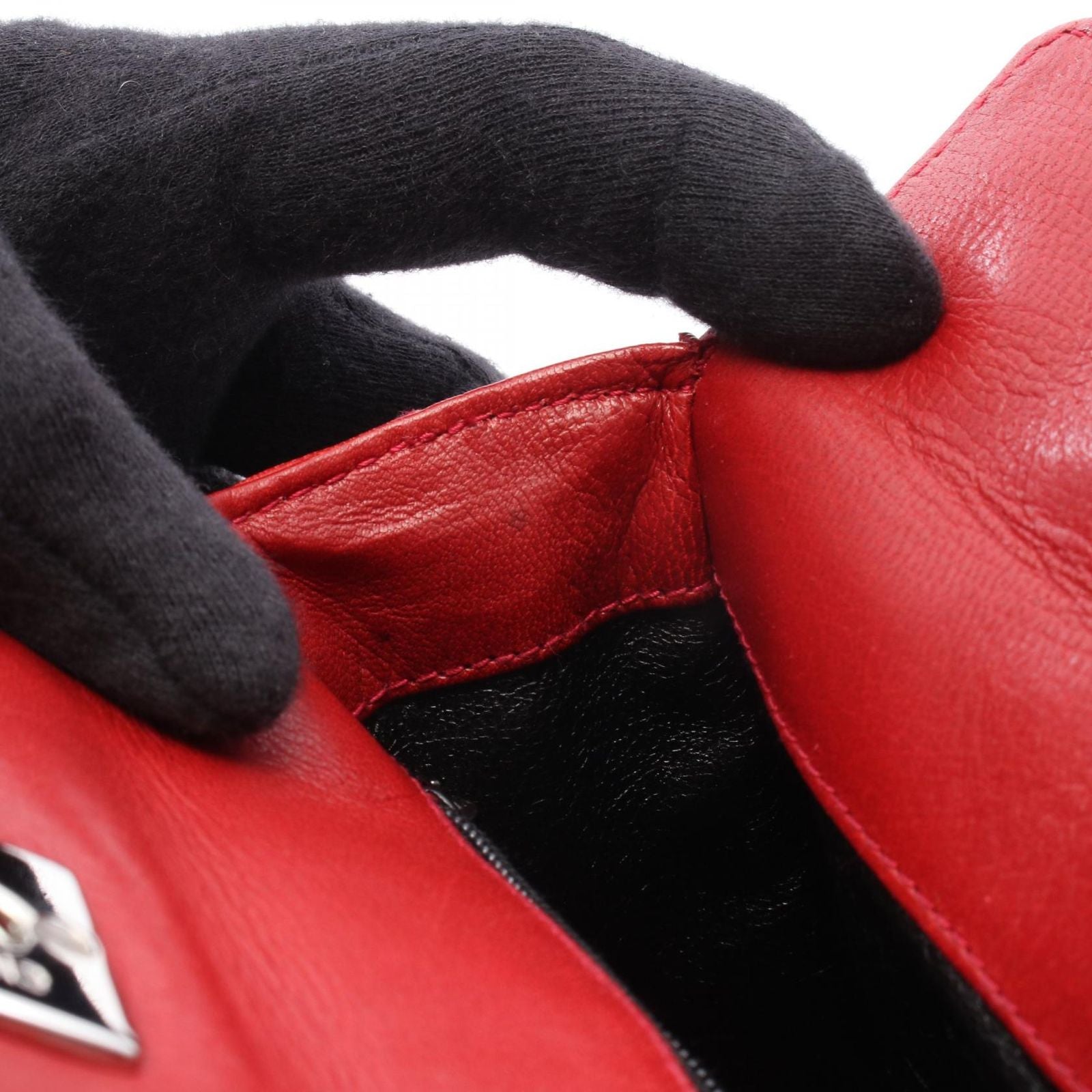 Chanel Handbag Quilted Red Lambskin Chain Bag — view 8