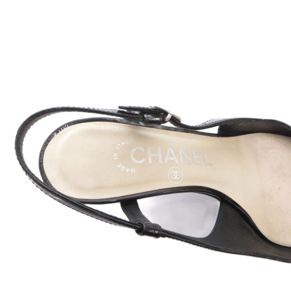 Chanel CC Logo Camellia Sandals Mules Back Strap 35.5 Black — view 7