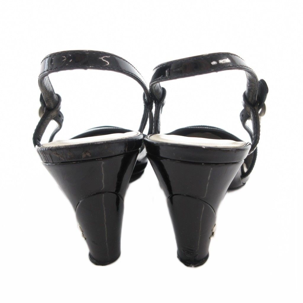 Chanel CC Logo Camellia Sandals Mules Back Strap 35.5 Black — view 5