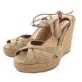 Gucci Sandals Wedge Sole Strap Outsole GG Logo 35 Beige