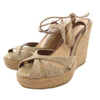 Gucci Sandals Wedge Sole Strap Outsole GG Logo 35 Beige