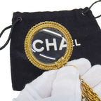 Chanel Necklace Faux Pearl Gold Pendant Loupe Double Chain Long Vintage — view 7