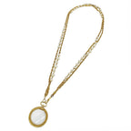 Chanel Necklace Faux Pearl Gold Pendant Loupe Double Chain Long Vintage — view 2