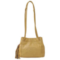 Chanel Shoulder Bag Leather Beige Tassel Fringe Small