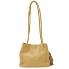Chanel Shoulder Bag Leather Beige Tassel Fringe Small — view 2