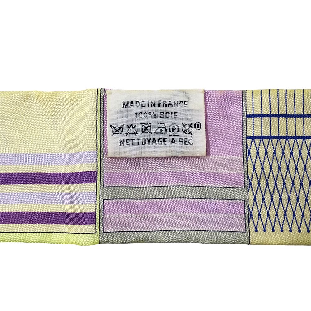 Hermes Scarf Couvertures Nouvelle New Horsewear Silk Purple Yellow — view 6