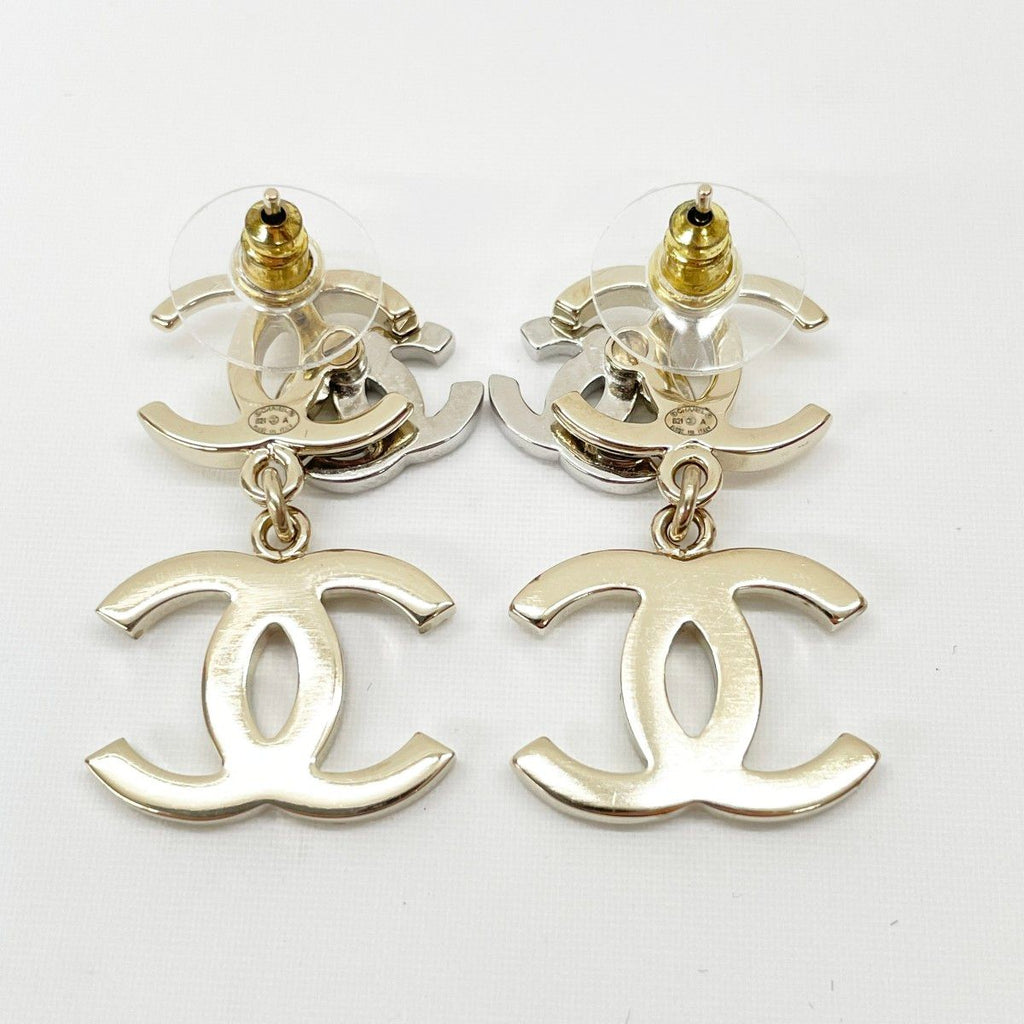 Chanel Earrings Triple CC Logo Rhinestone Faux Pearl — view 2