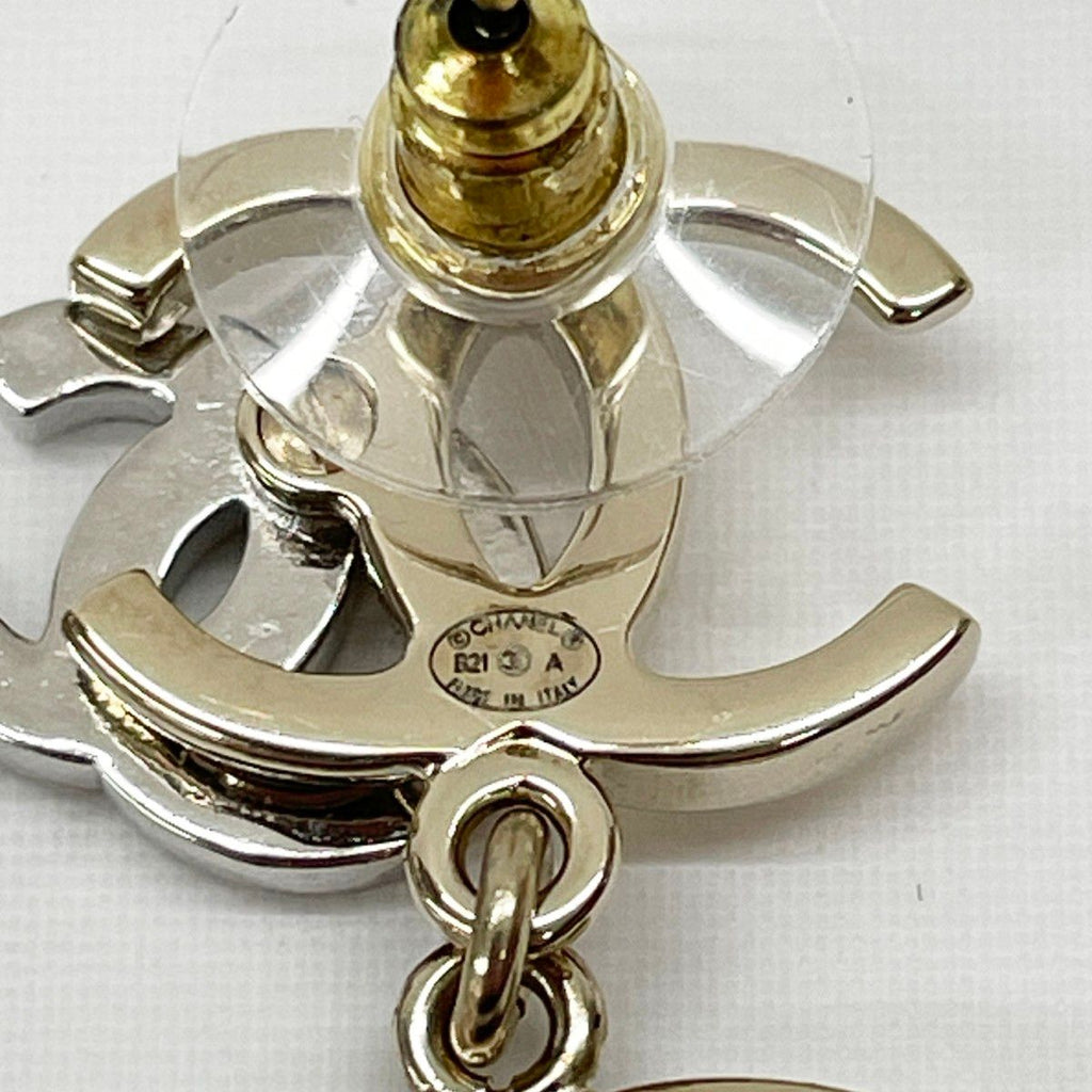 Chanel Earrings Triple CC Logo Rhinestone Faux Pearl — view 3