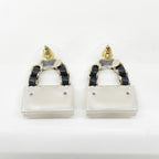 Chanel Earrings Bag Motif CC Logo Quilted Gold White — view 2