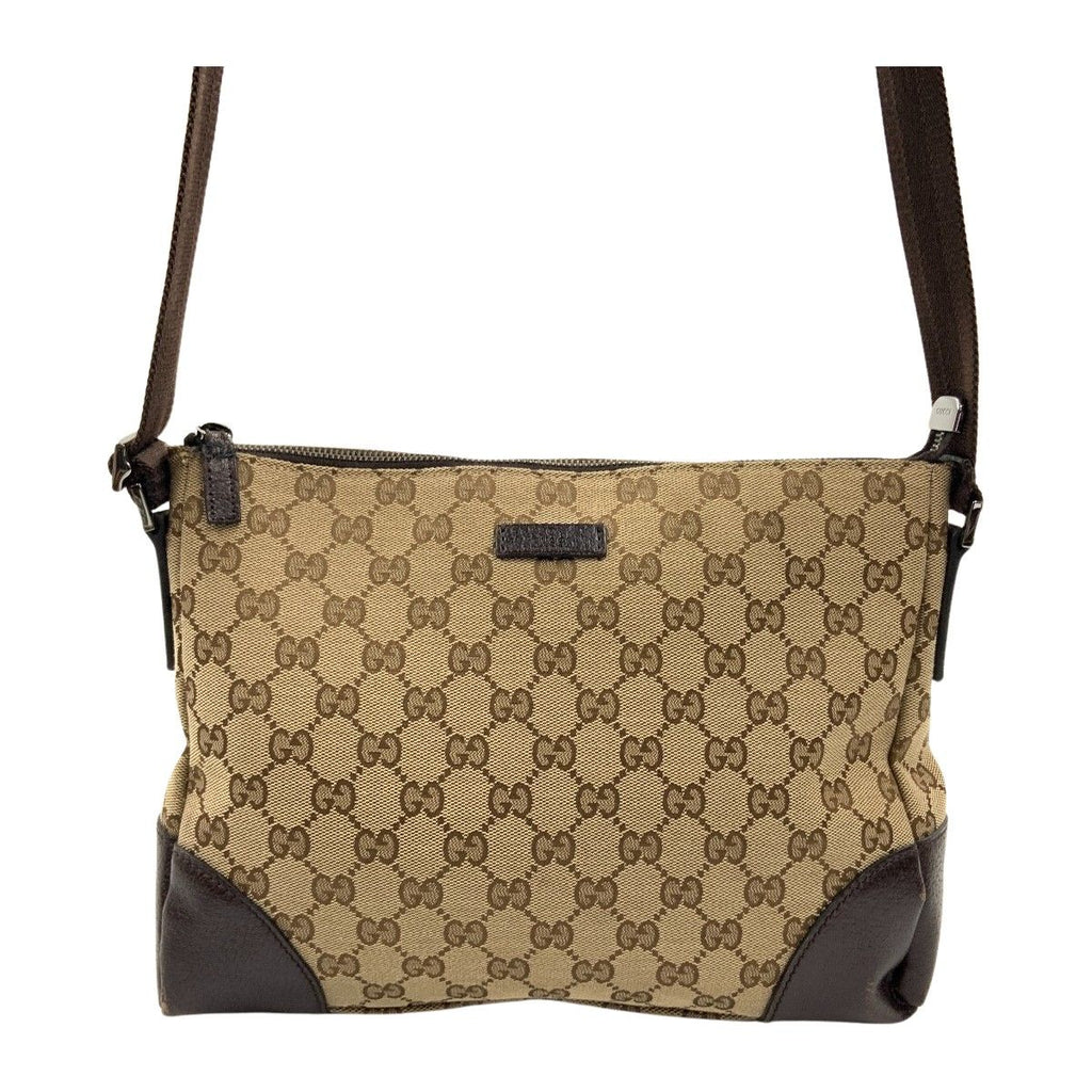 Gucci GG Canvas Shoulder Bag Beige Brown