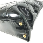 Chanel Shoulder Bag CC Logo Quilted CC Perforated Enamel Black — view 6