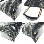 Chanel Shoulder Bag CC Logo Quilted CC Perforated Enamel Black — view 7