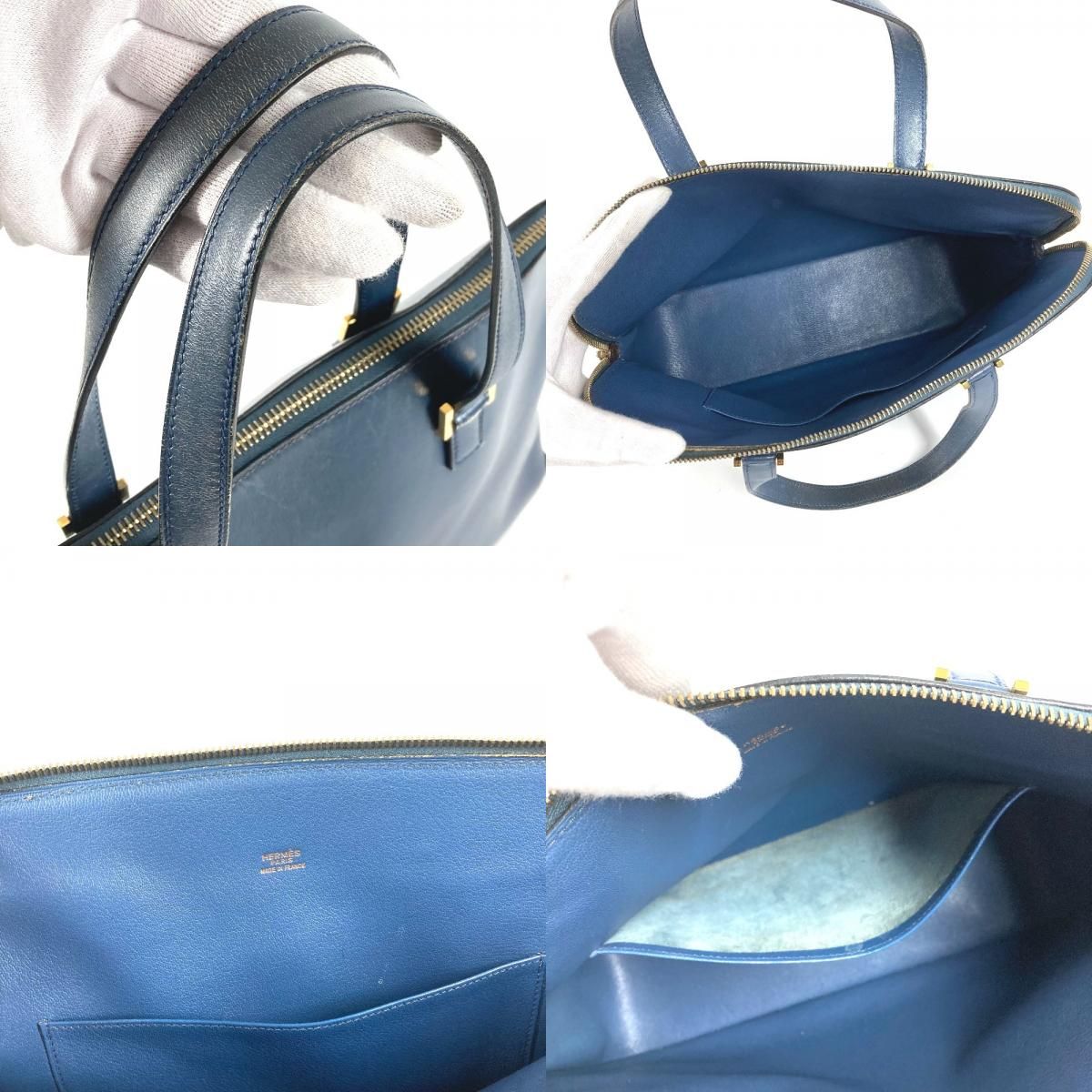 Hermes Business Bag Escapade Leather Navy — view 8