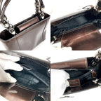 Dior Handbag Maris Pearl Logo Patent Leather Brown — view 9