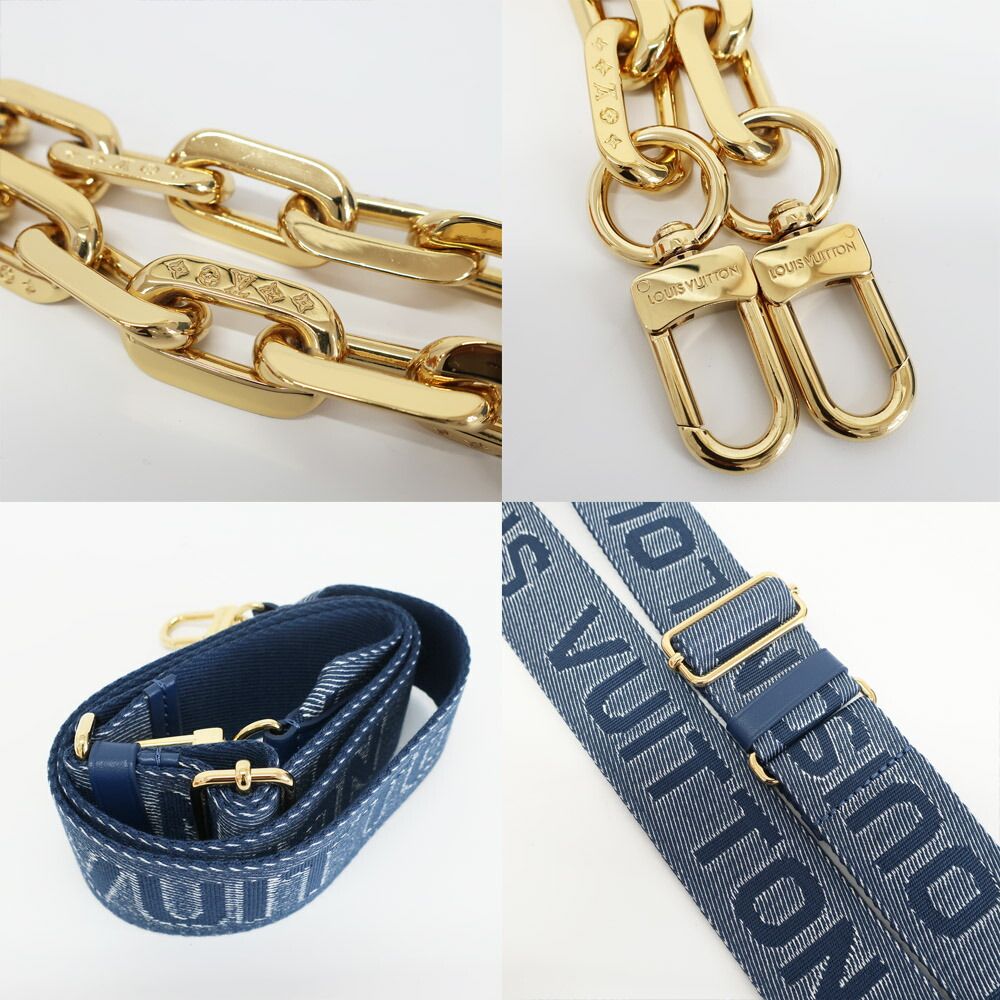 Louis Vuitton Ten Cousin PM Shoulder Bag Monogram Navy Gold Leather Denim — view 8