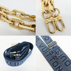 Louis Vuitton Ten Cousin PM Shoulder Bag Monogram Navy Gold Leather Denim — view 8
