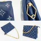 Louis Vuitton Ten Cousin PM Shoulder Bag Monogram Navy Gold Leather Denim — view 9
