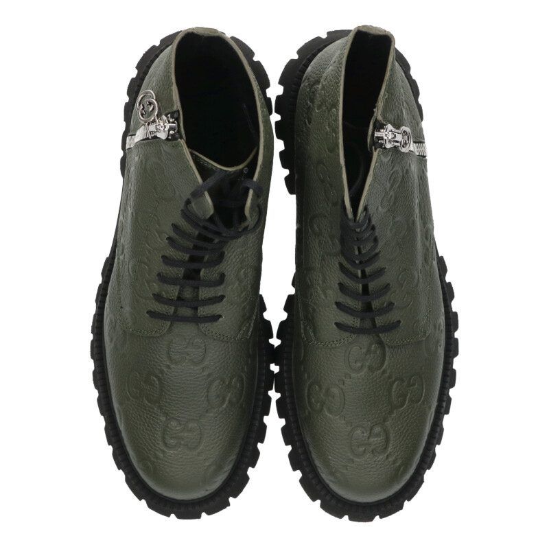 Gucci Embossed Logo Side Zip Boots 11.5 — view 4