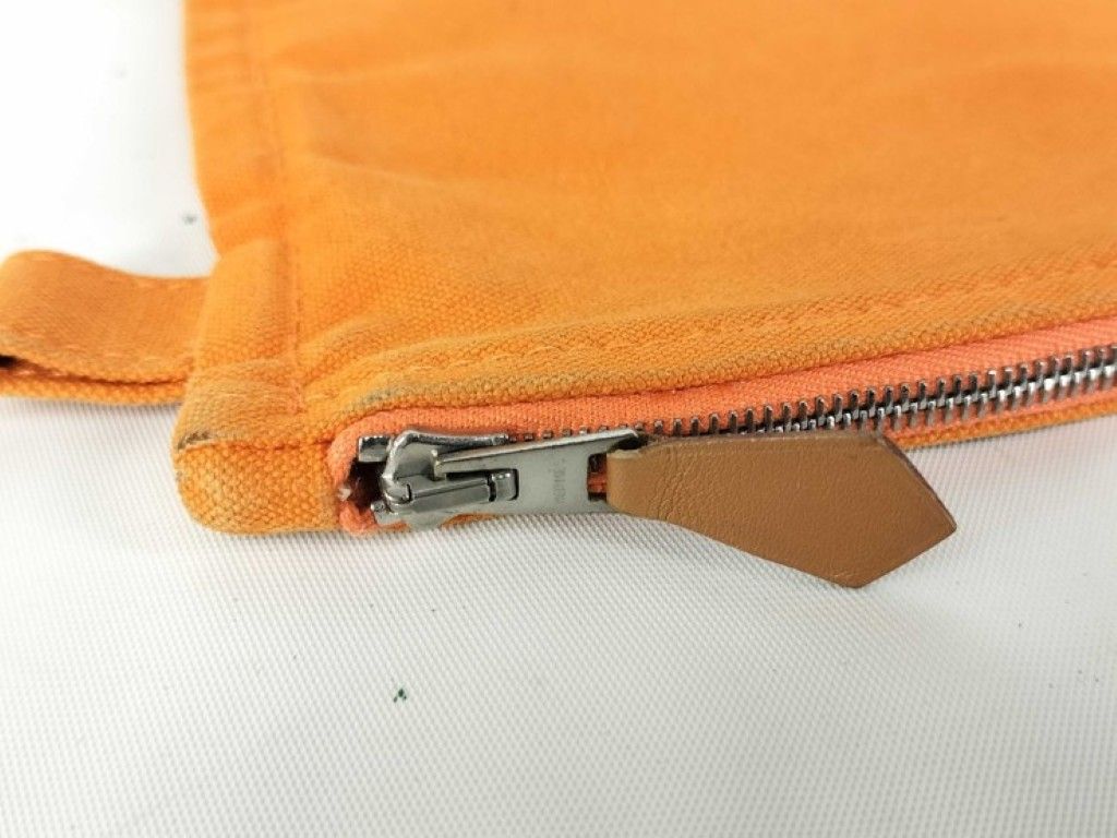 Hermes Pouch Bora Orange Canvas — view 3