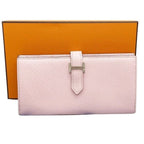 Hermes Wallet Bearn Souffle Rose Sakura Chevre Bifold Silver