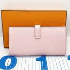 Hermes Wallet Bearn Souffle Rose Sakura Chevre Bifold Silver — view 2