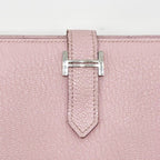Hermes Wallet Bearn Souffle Rose Sakura Chevre Bifold Silver — view 5