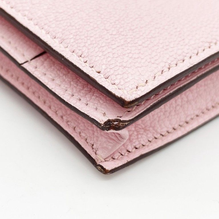 Hermes Wallet Bearn Souffle Rose Sakura Chevre Bifold Silver — view 4