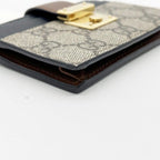 Gucci Coin Card Case GG Supreme Beige Brown Black Leather Gold — view 5