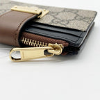 Gucci Coin Card Case GG Supreme Beige Brown Black Leather Gold — view 6