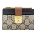 Gucci Coin Card Case GG Supreme Beige Brown Black Leather Gold