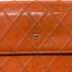 Chanel Bifold Wallet Orange Bicolor CC Logo Leather — view 8