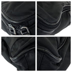 Prada Tessuto Saffiano Black Silver Nylon Leather Business Briefcase — view 3