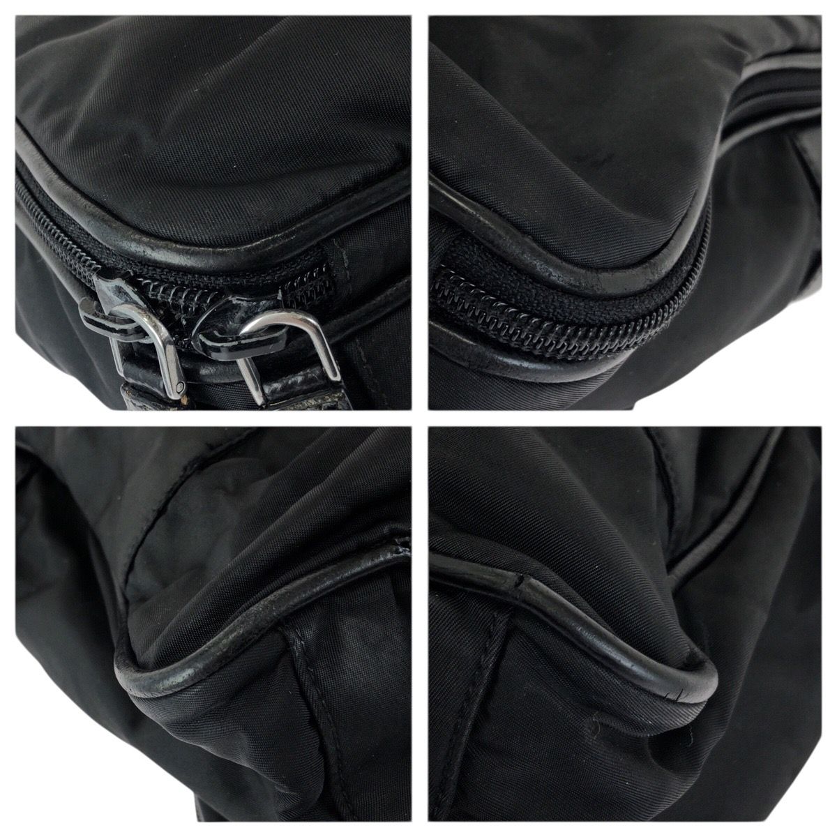 Prada Tessuto Saffiano Black Silver Nylon Leather Business Briefcase — view 3