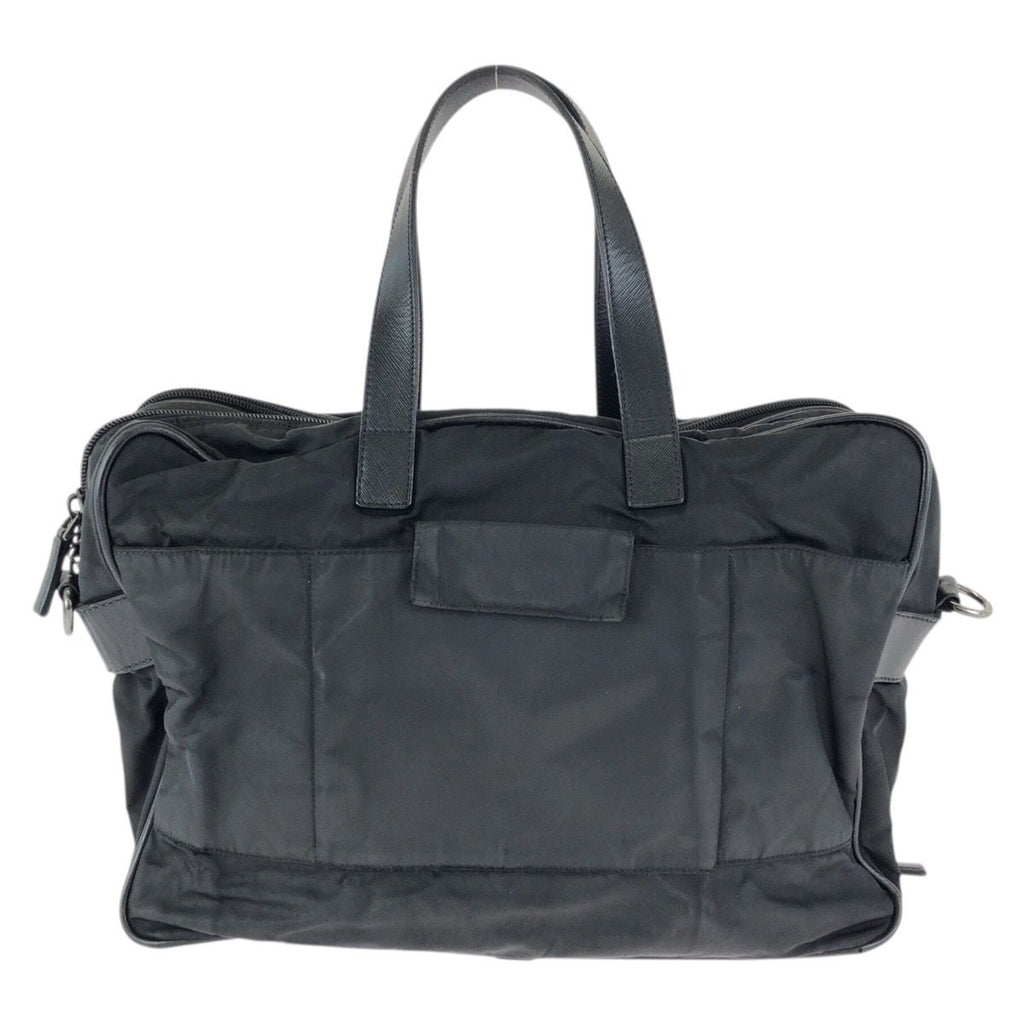 Prada Tessuto Saffiano Black Silver Nylon Leather Business Briefcase — view 2