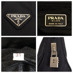 Prada Tessuto Black Silver Nylon Leather Tote — view 4