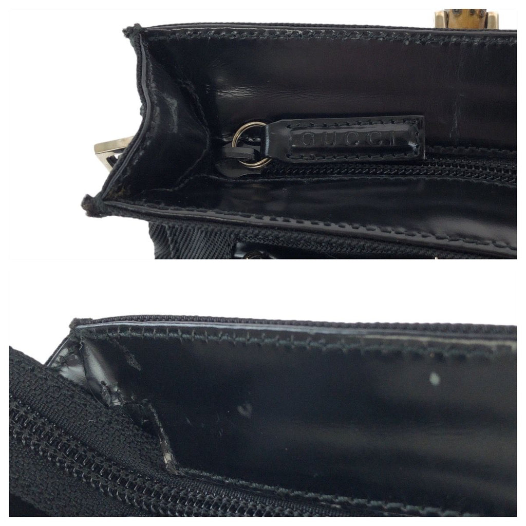 Gucci Bamboo Black Silver Nylon Leather 001 Tote — view 6