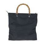 Gucci Bamboo Black Silver Nylon Leather 001 Tote — view 2