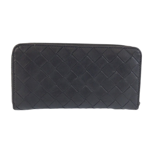 Bottega Veneta Intrecciato Round Zip Black Leather Wallet — view 2