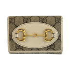 Gucci Horsebit Beige Ivory GG Supreme Canvas Fold Wallet Compact